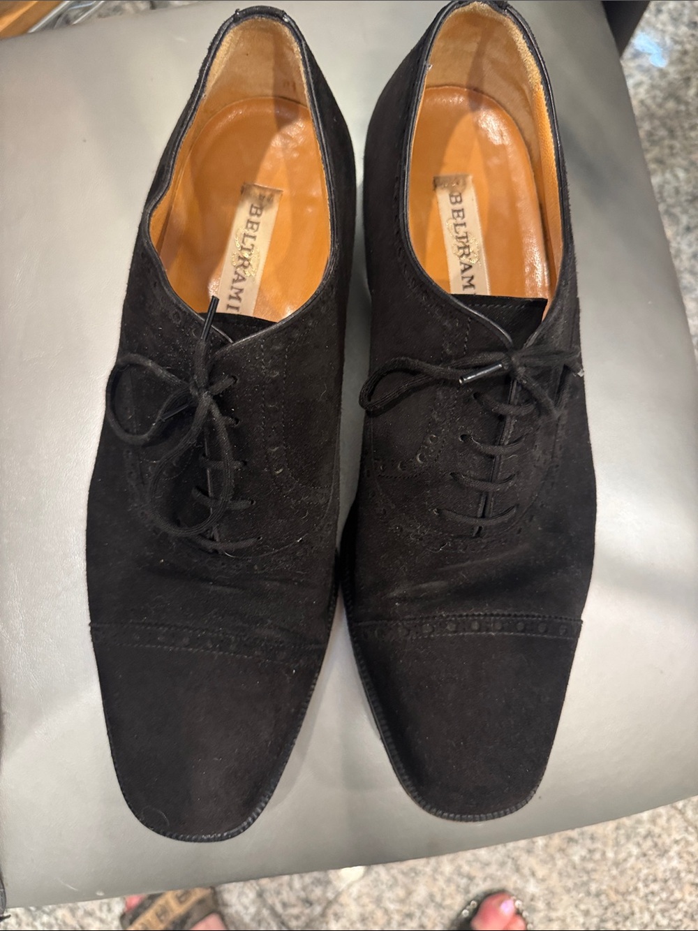 Black Suede Lace-Up Derby Shoes for Men